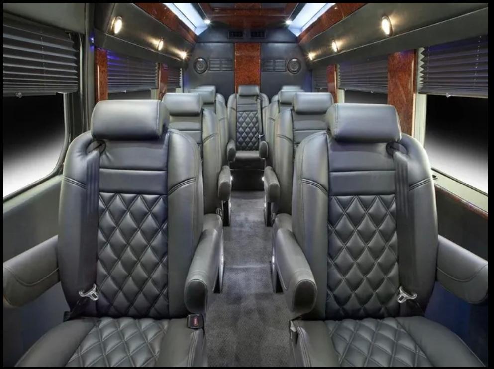 14-passenger shuttle van interior